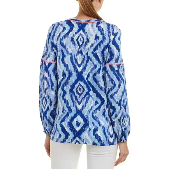 Lilly Pulitzer Kalissa Knit Tunic in Blue Swish Skipped A Beach - Picture 2 of 8